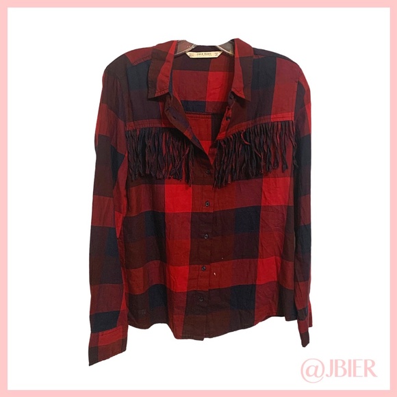 Zara Tops - Zara Basic Fringe Flannel
